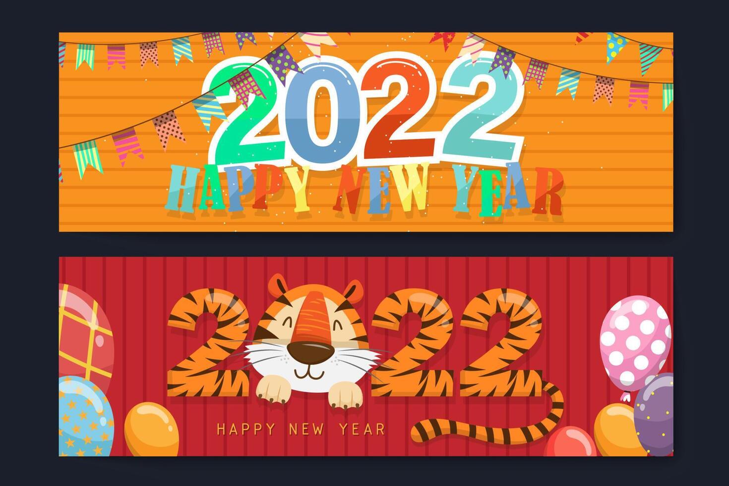 Greeting New year 2022 card cartoon with lettering vector illustration