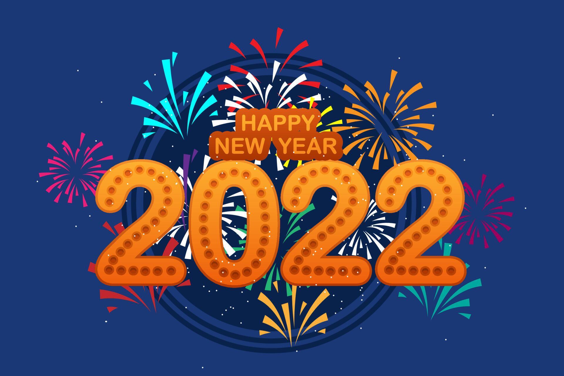 Greeting New year 2022 card cartoon with lettering vector illustration ...