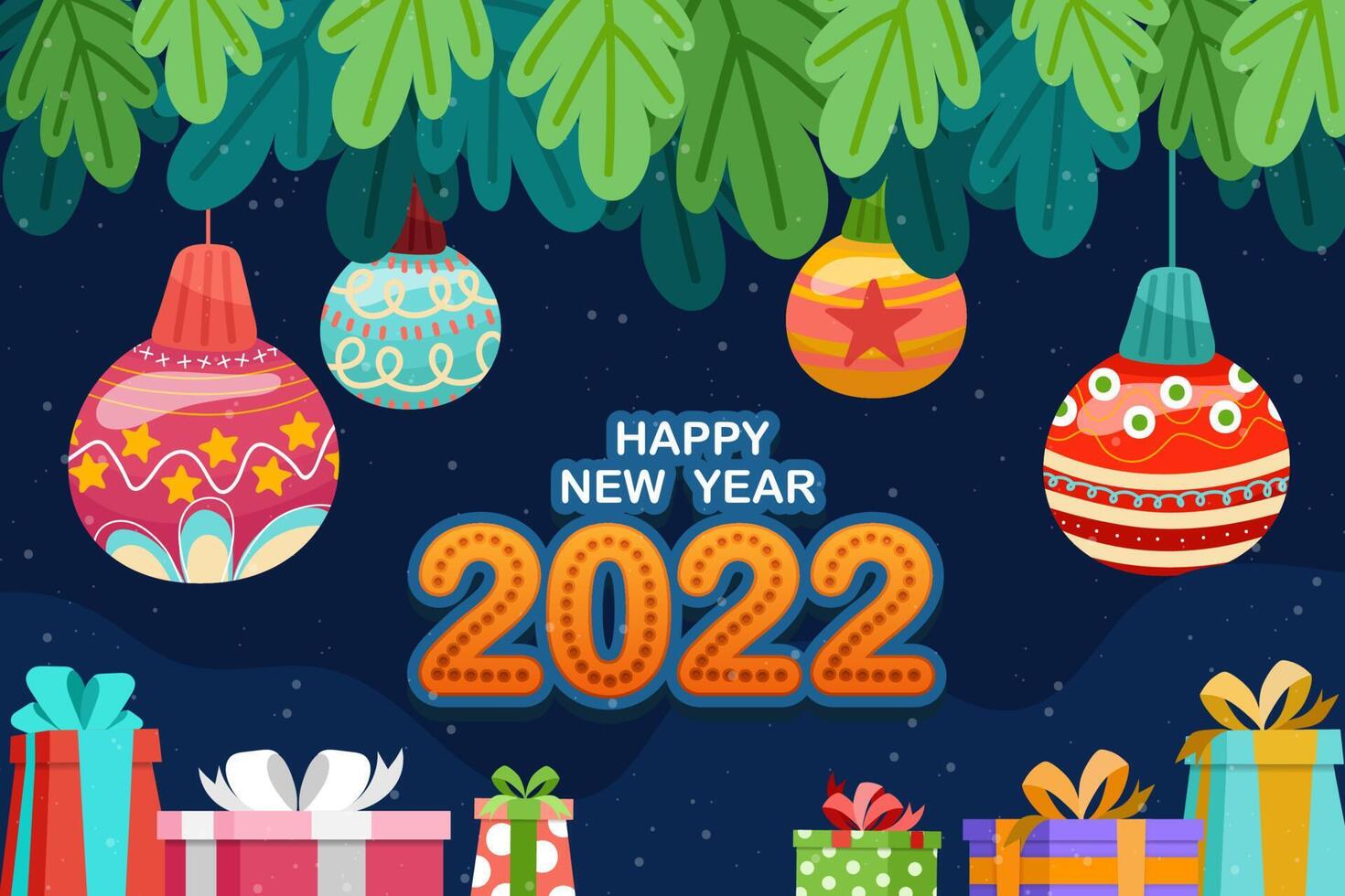Greeting New year 2022 card cartoon with lettering vector illustration