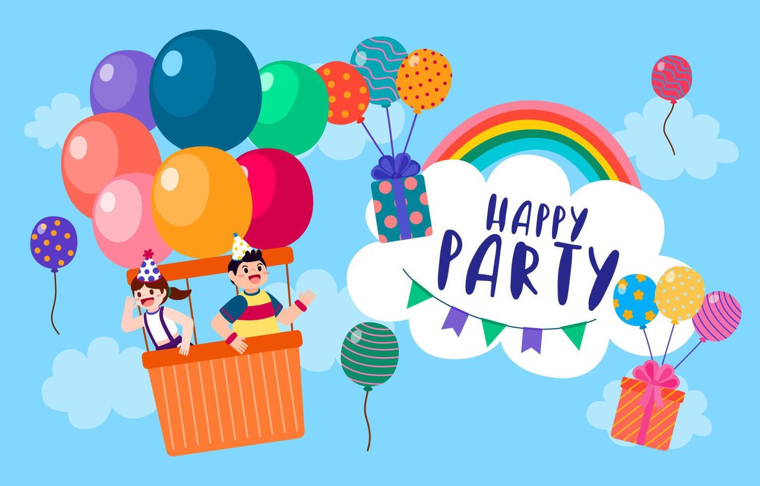 The children happy in party with lovely element vector