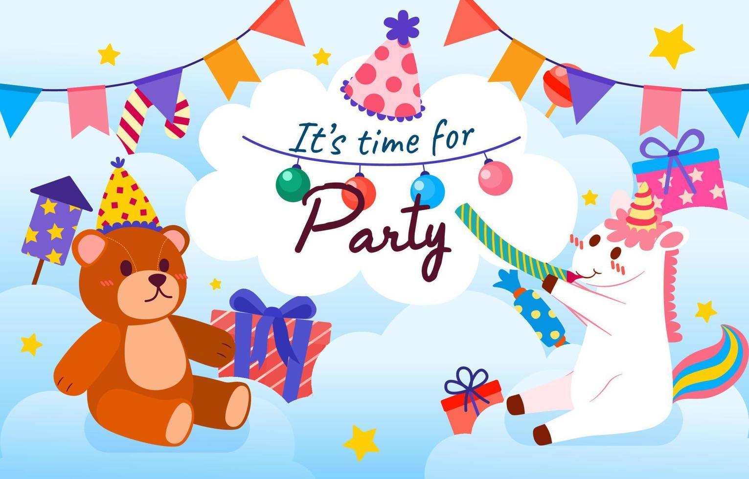 Greeting card design with lovely party vector