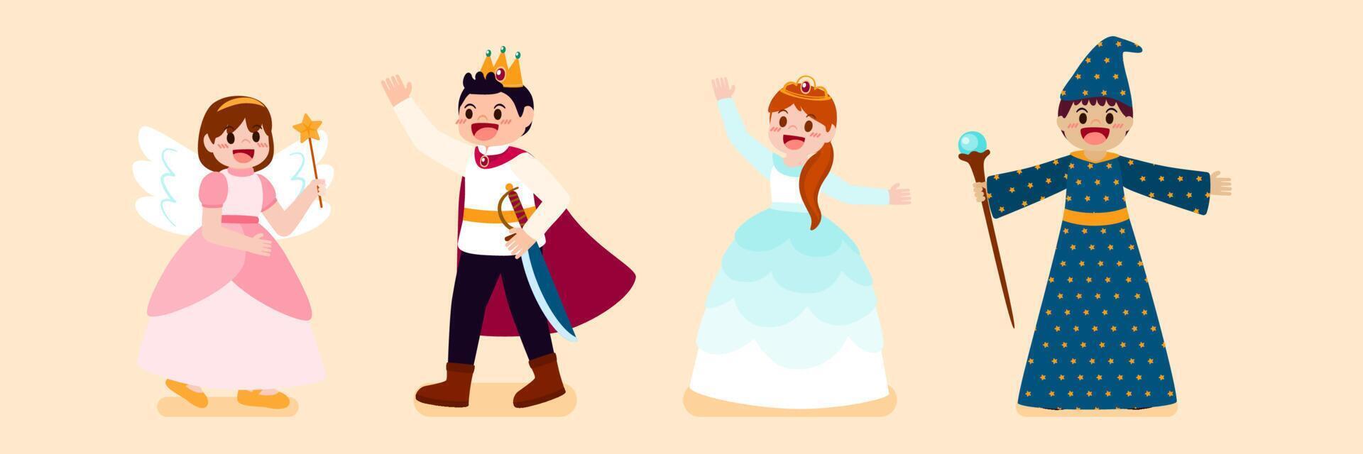 The children happy in party with lovely fairy tale theme vector
