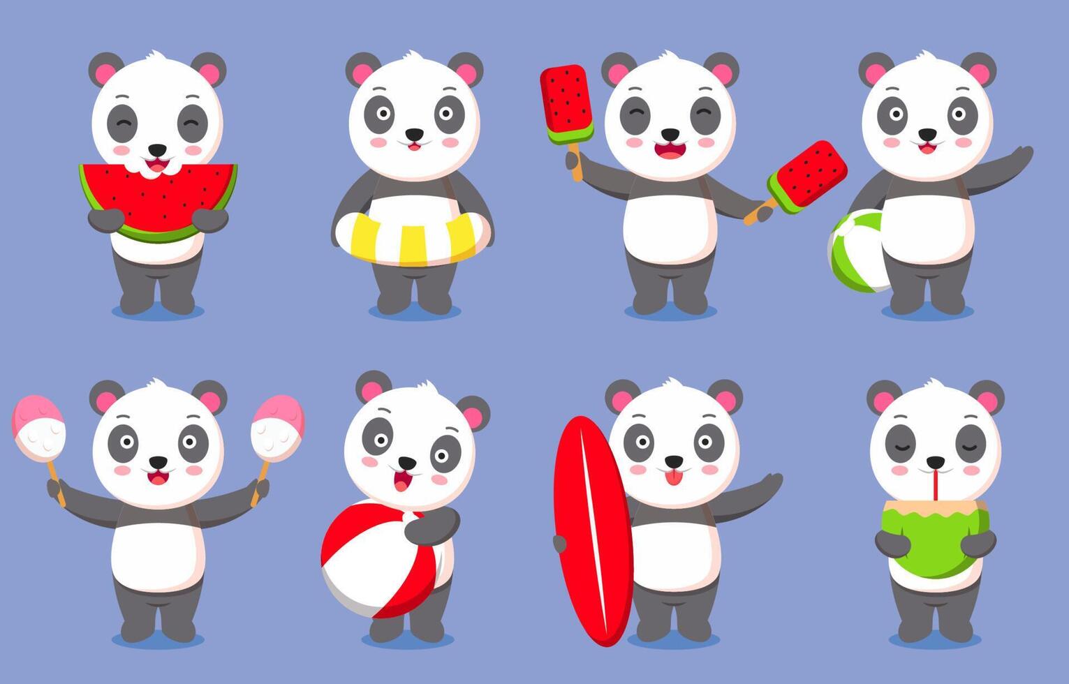 actividad de panda en la ilustración de vector de día de verano