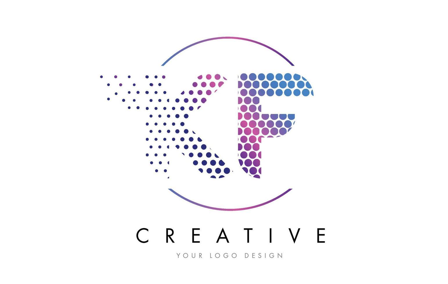 KF K F Pink Magenta Dotted Bubble Letter Logo Design Vector
