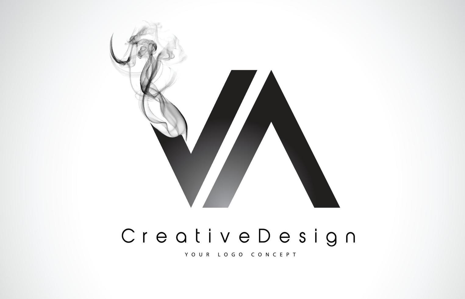 VA Letter Logo Design with Black Smoke. vector