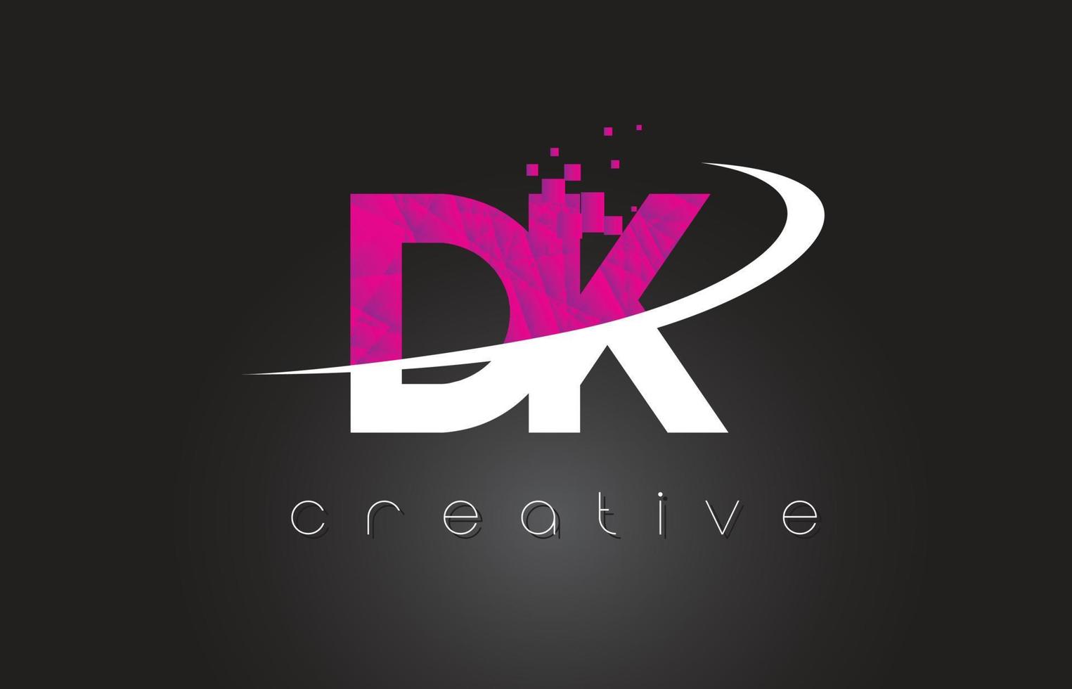 dk dk diseño de letras creativas con colores rosa blanco vector