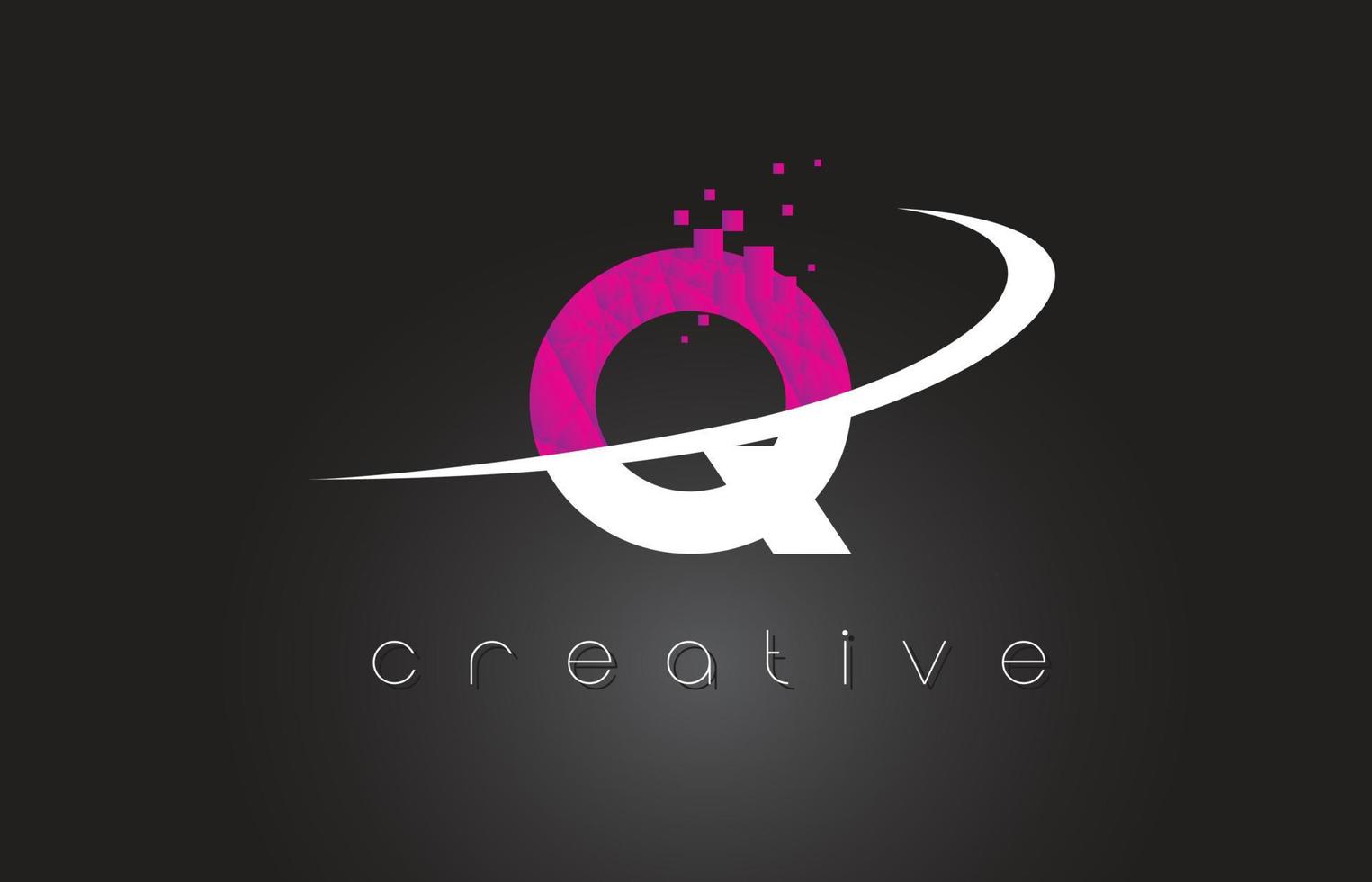 q diseño de letras creativas con colores blanco rosa vector