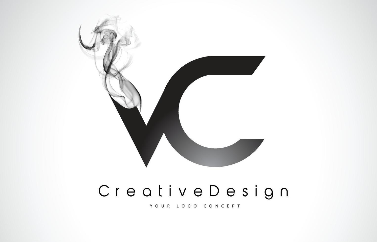 VC Letter Logo Design with Black Smoke. vector