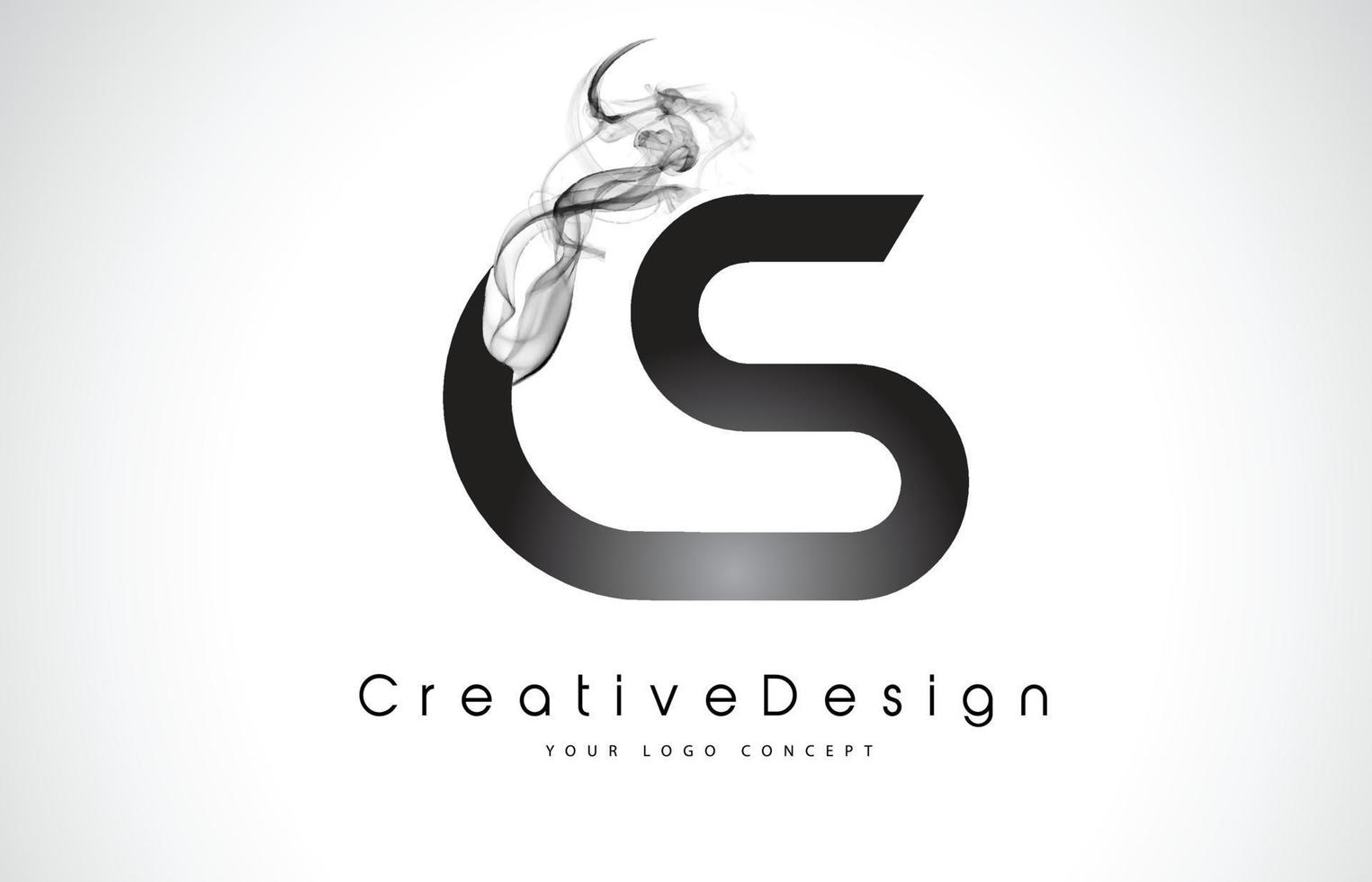 CS Letter Logo Design with Black Smoke. vector