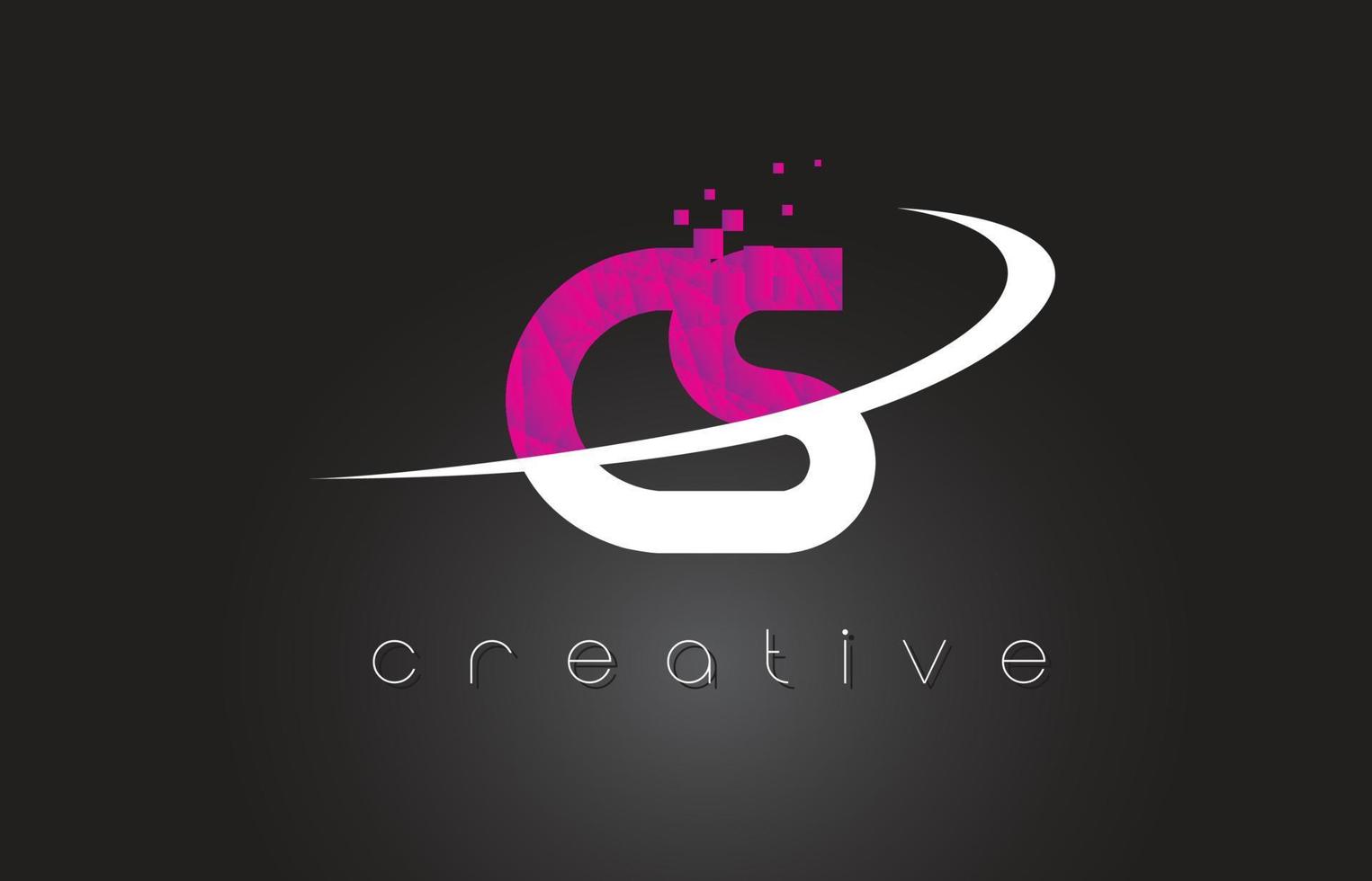 diseño de letras creativas cs cs con colores blanco rosa vector