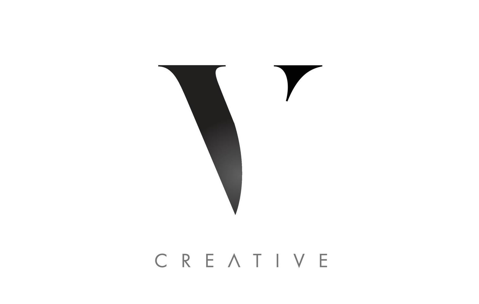 V Serif Letter Logo with Minimalist Design in Black and White Vector