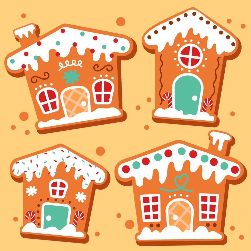 conjunto de lindas galletas de jengibre para vector de navidad