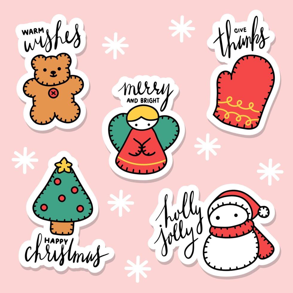 Set of cute cookies in christmas theme vector