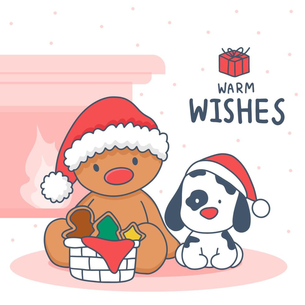 Greeting Chirstmas card cartoon with lettering vector illustration