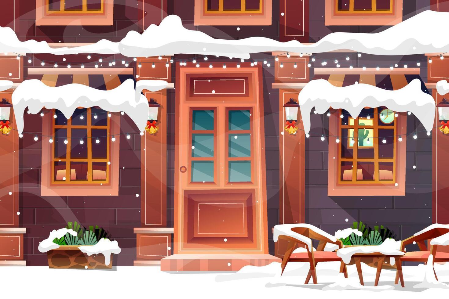 Urban background A peaceful townscape set in snow all over Christmas. vector