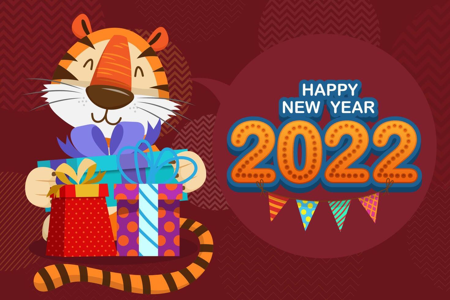 2022 Tiger Year typography design. Tiger is traditional elements and chinese zodiac. vector