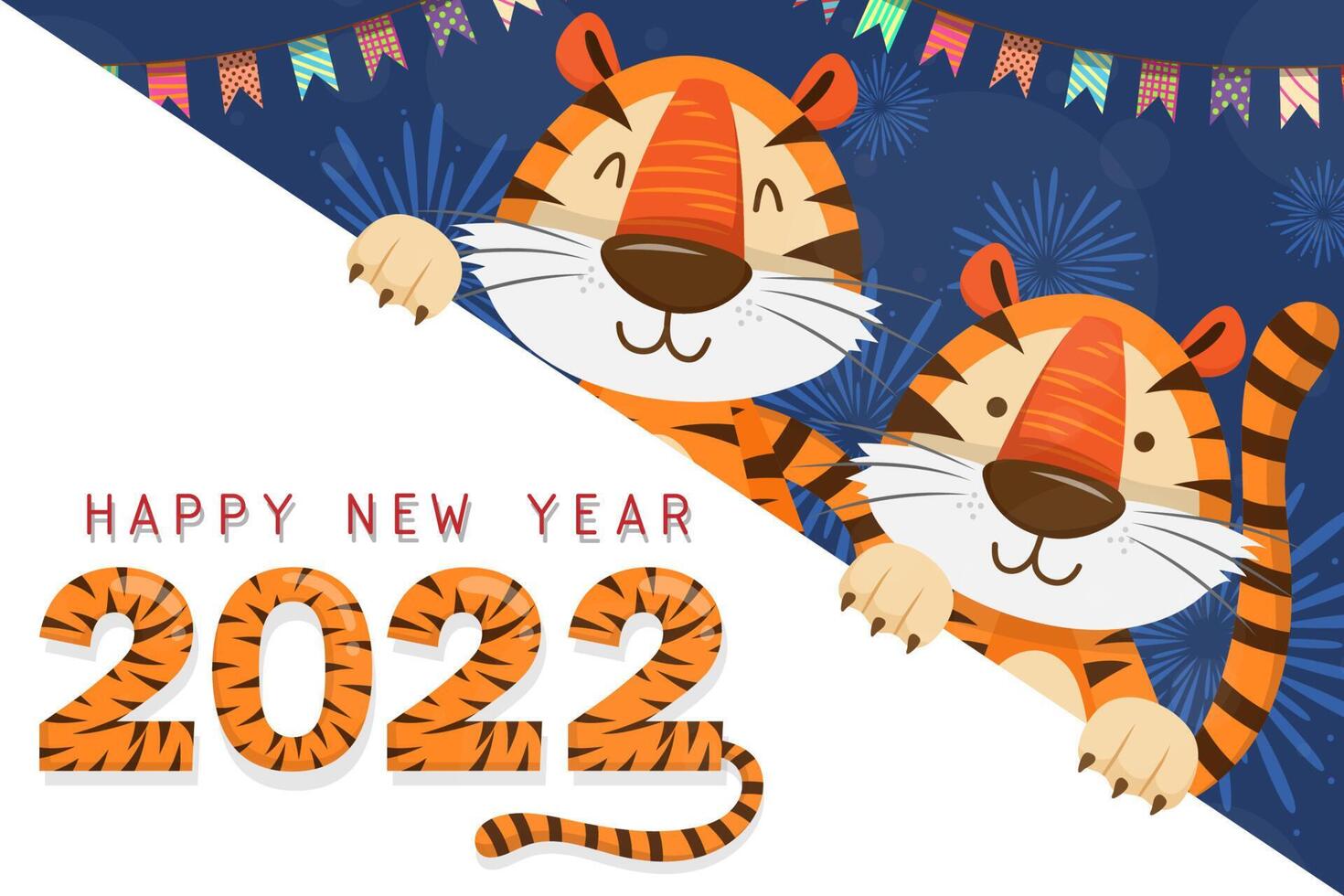 Diseño tipográfico del año del tigre 2022. tigre es elementos tradicionales y zodiaco chino. vector