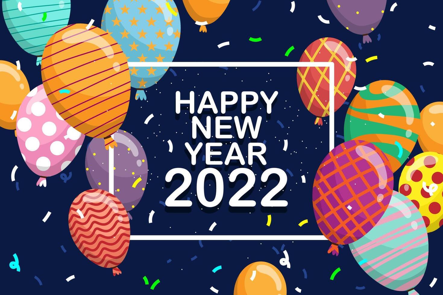 Greeting New year 2022 card cartoon with lettering vector illustration