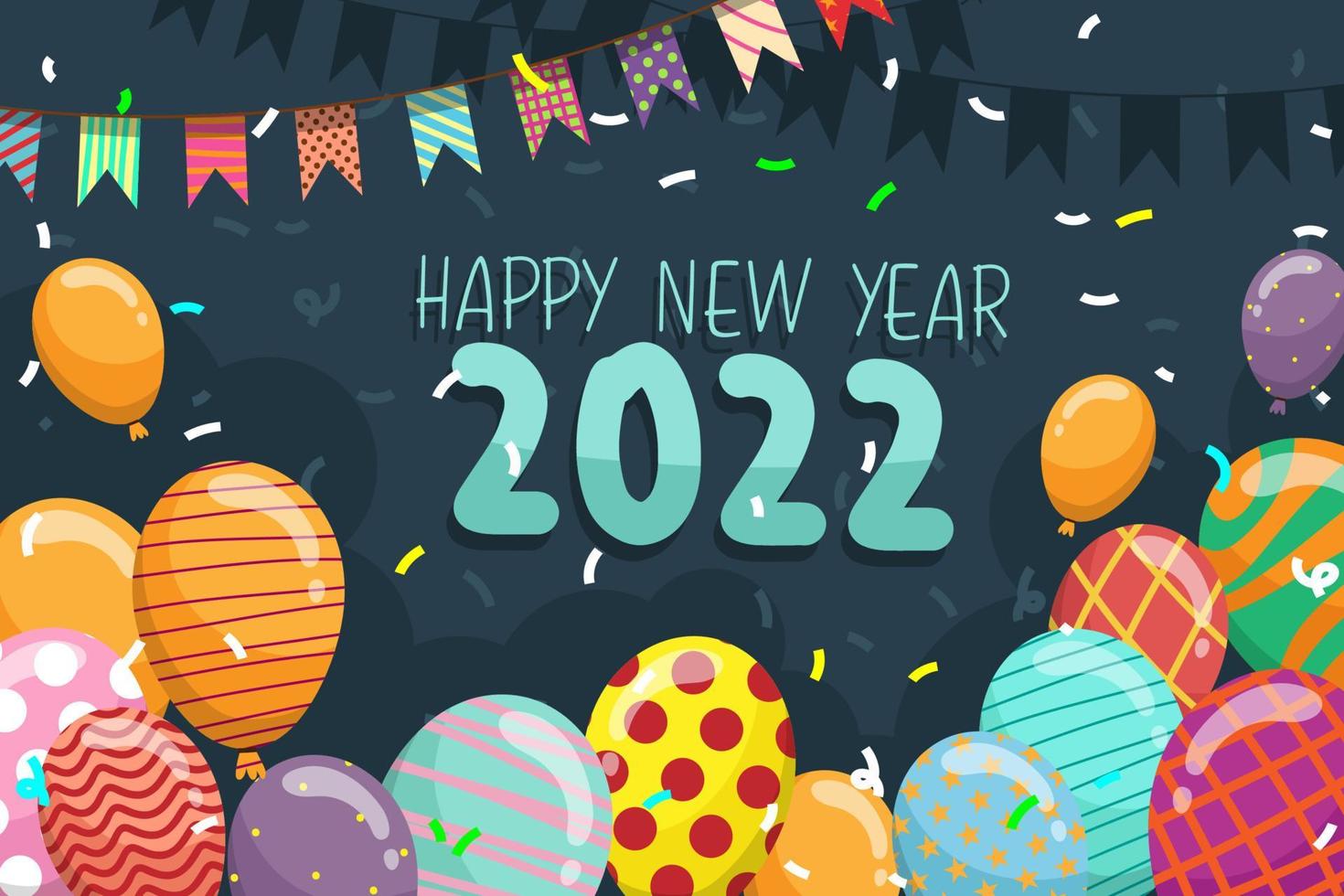 Greeting New year 2022 card cartoon with lettering vector ...