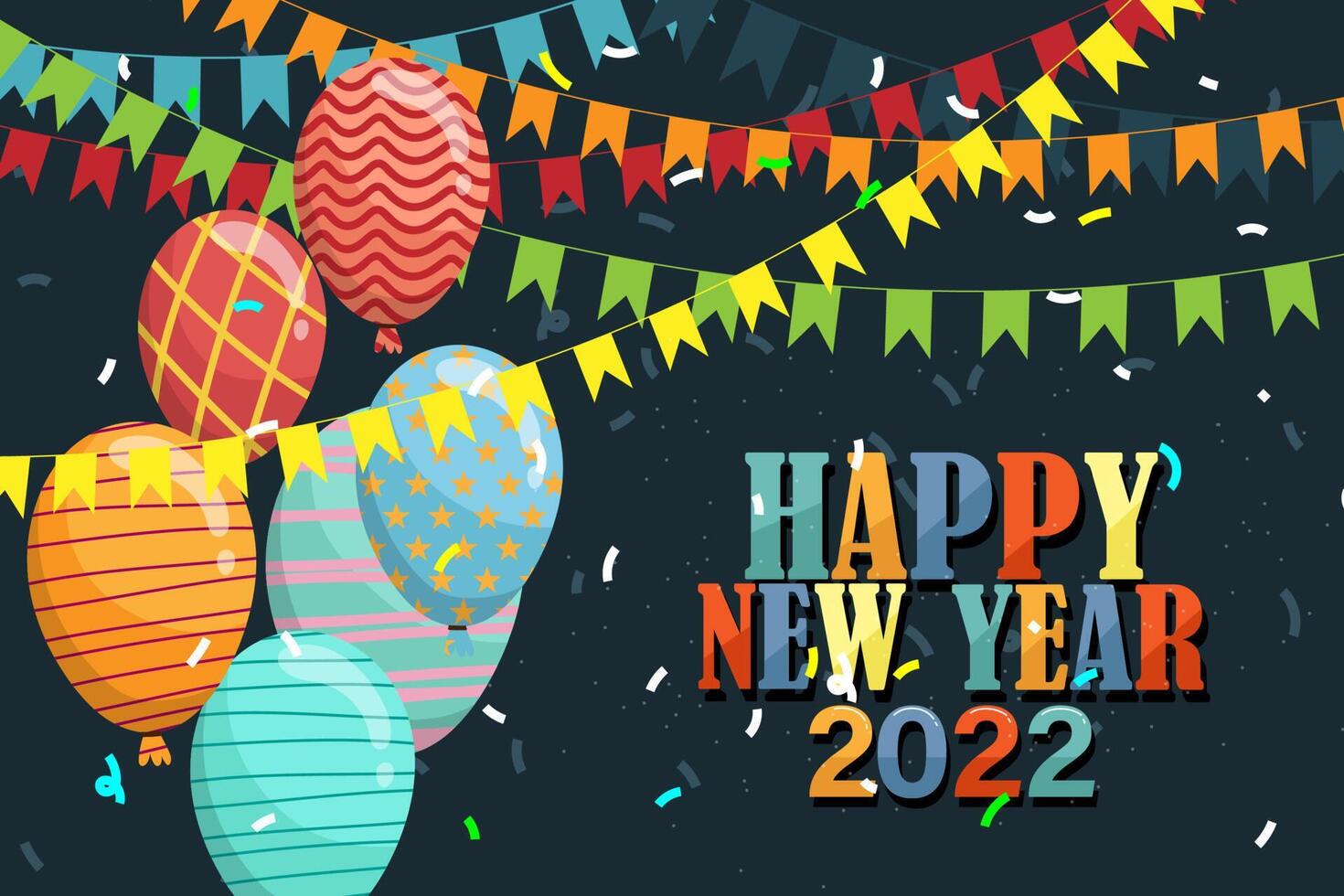 Greeting New year 2022 card cartoon with lettering vector illustration