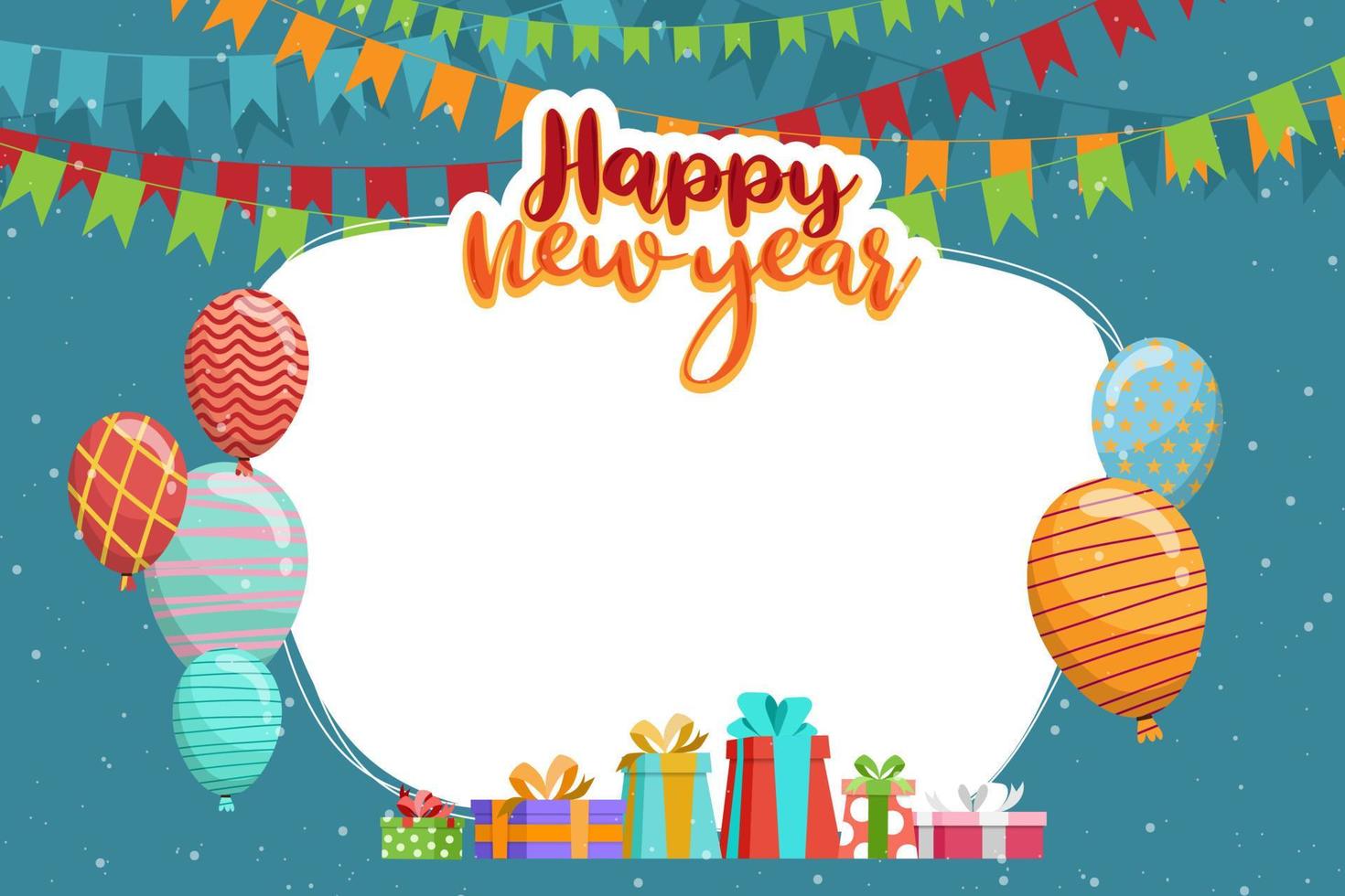 Greeting New year 2022 card cartoon with lettering vector illustration