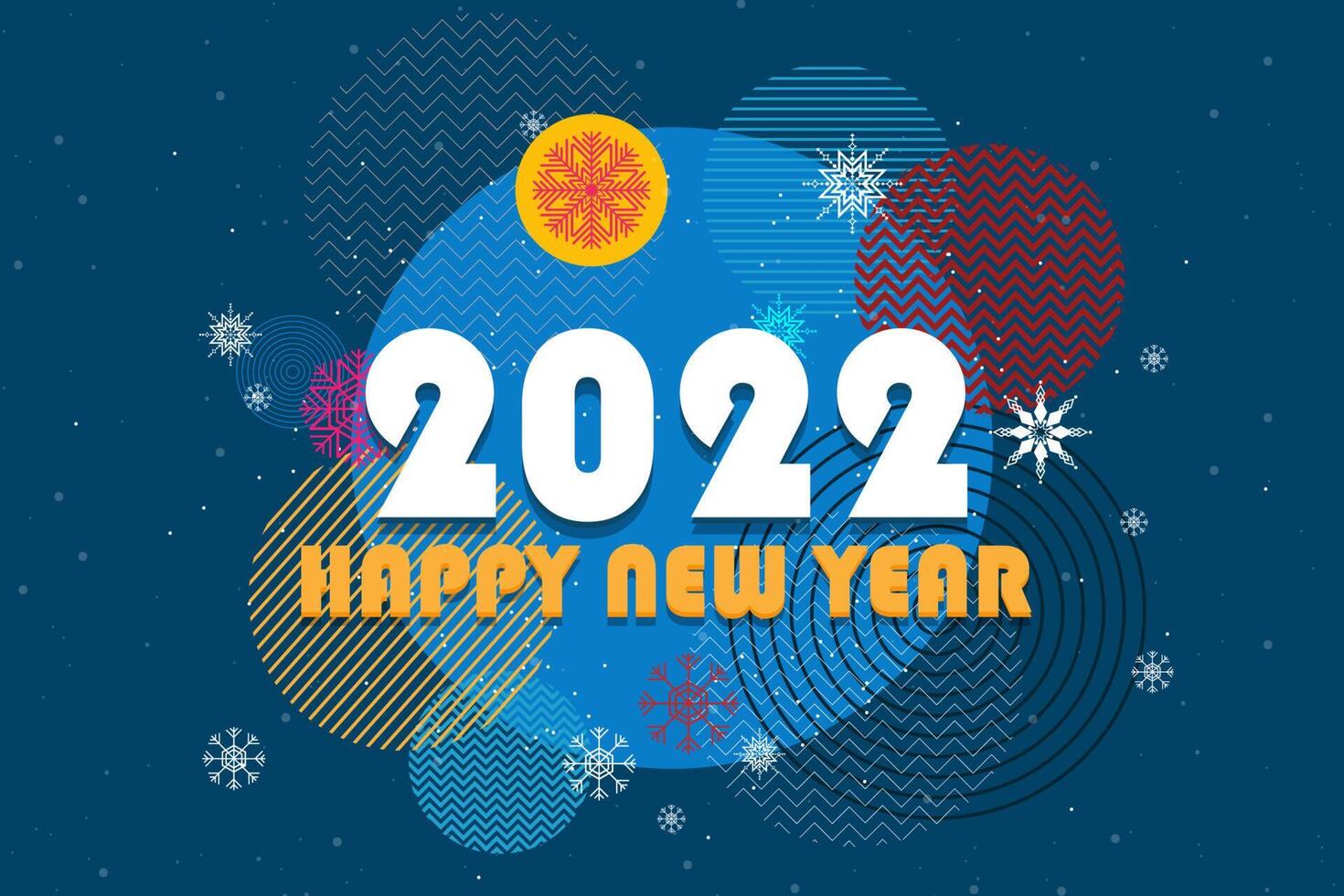 Greeting New year 2022 card cartoon with lettering vector illustration