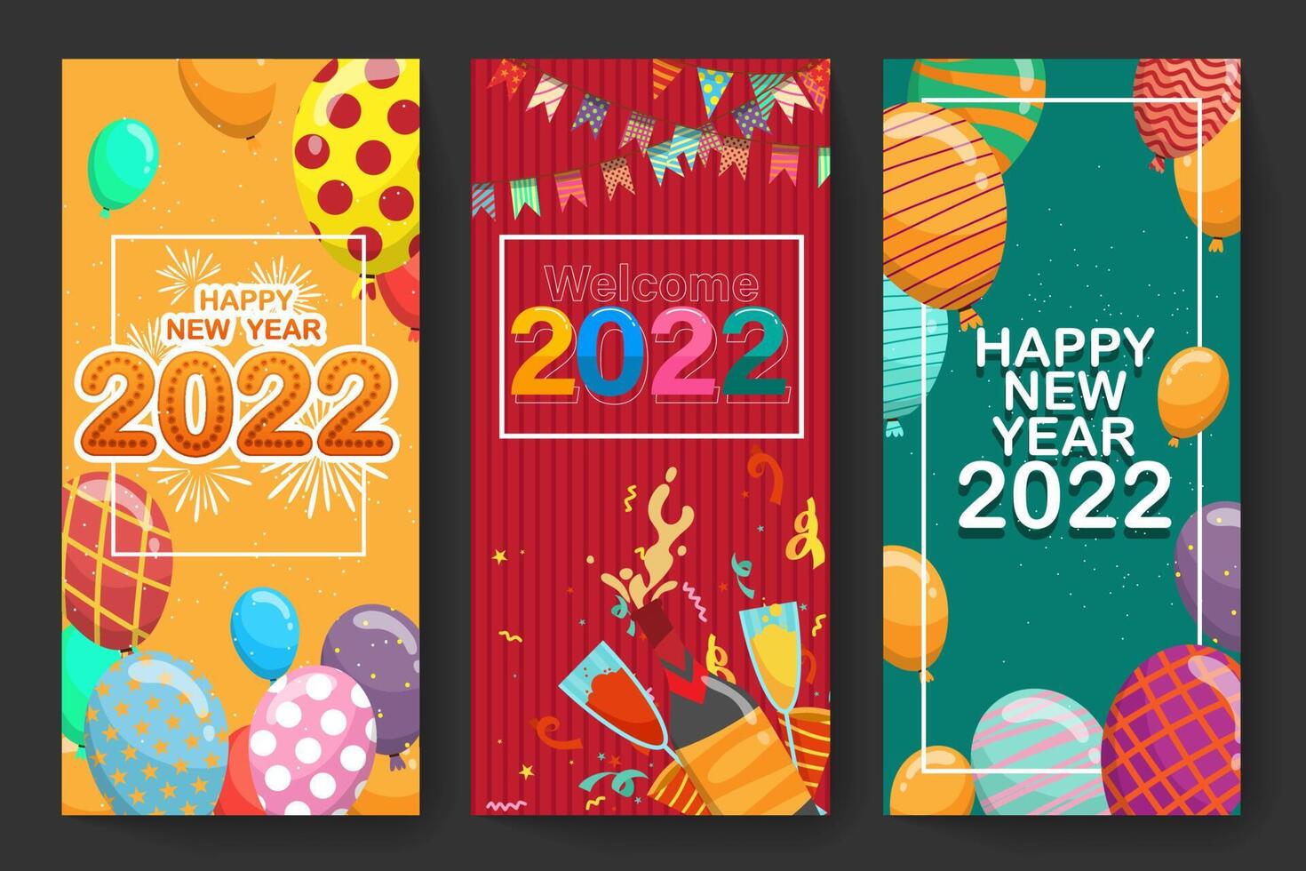 Greeting New year 2022 card cartoon with lettering vector illustration