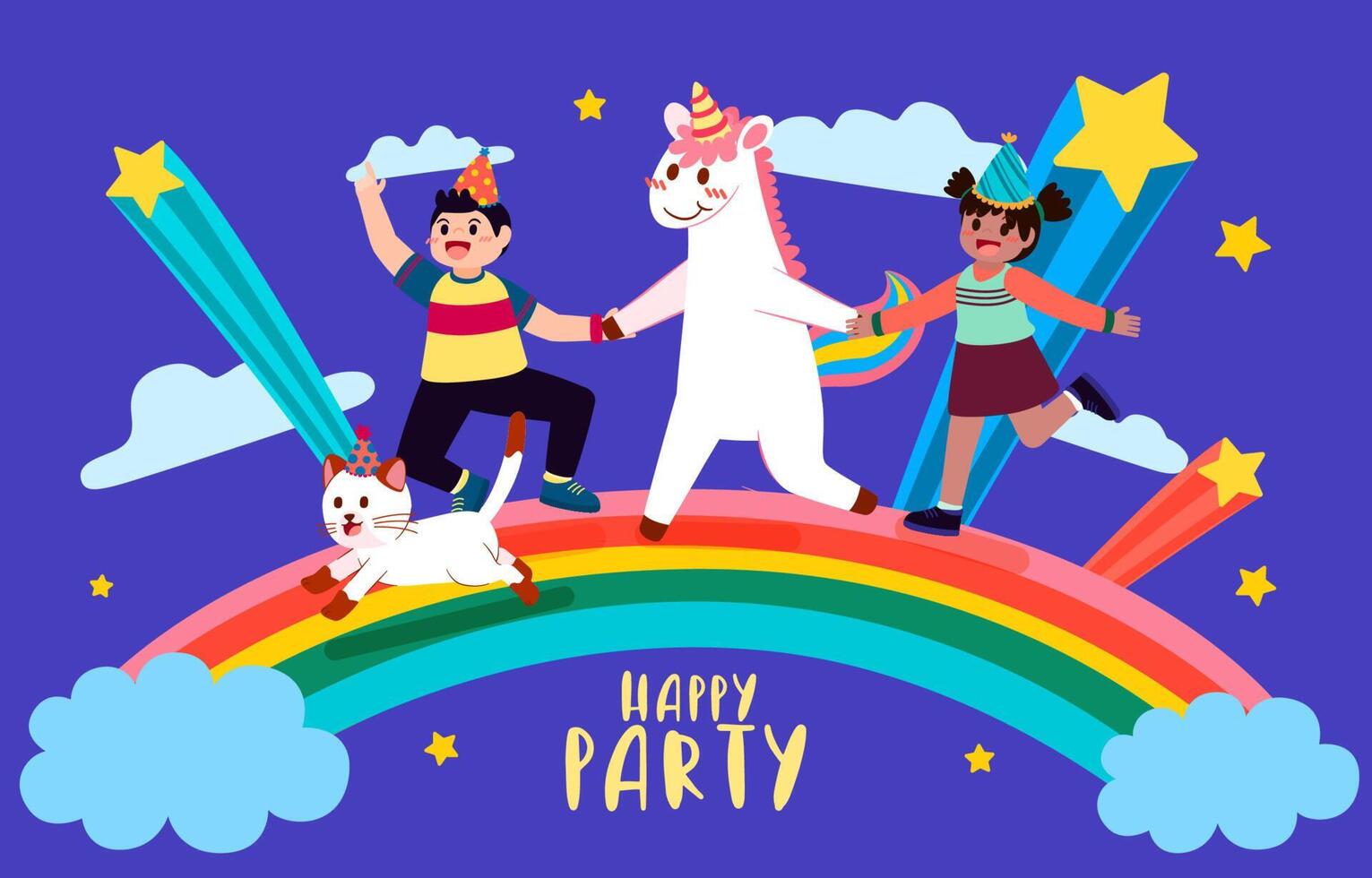 The children happy in party with lovely element vector