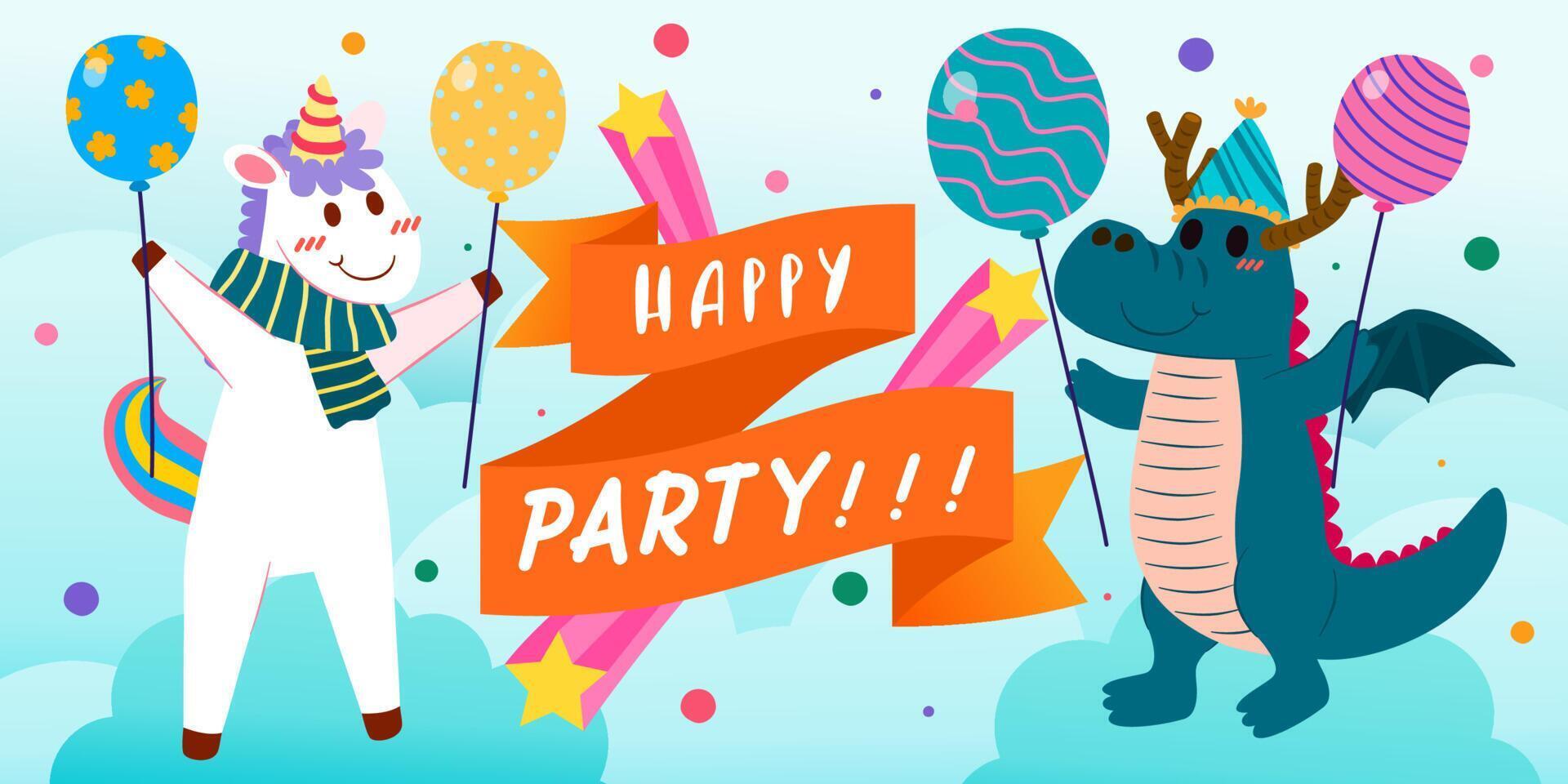 The children happy in party with lovely element vector