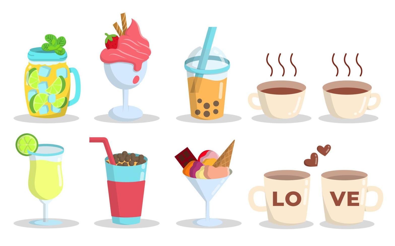 Icon set of various types beverage for advertising vector