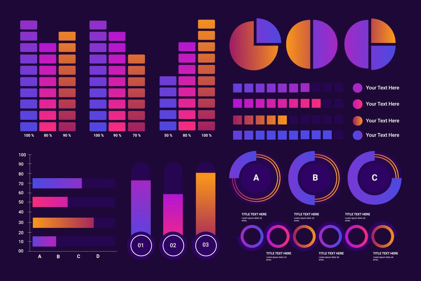 Screen with HUD interface elements set in control infographic digital illustration vector