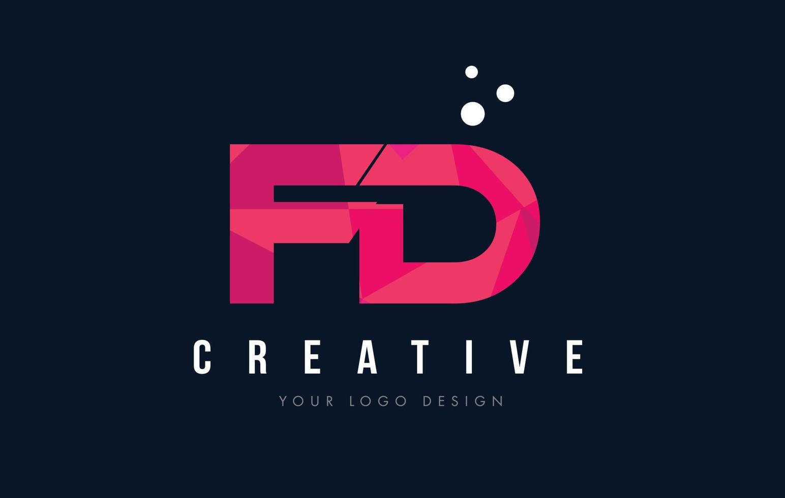 FD F D Letter Logo with Purple Low Poly Pink Triangles Concept vector