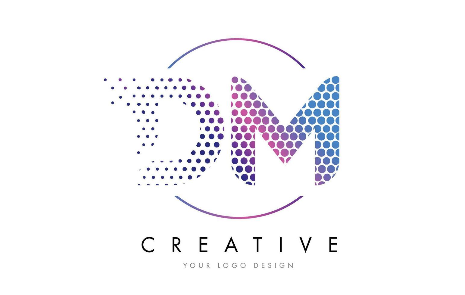 DM D M Pink Magenta Dotted Bubble Letter Logo Design Vector