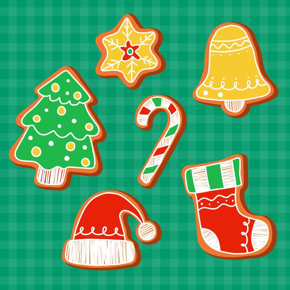 Set of cute cookies in christmas theme vector
