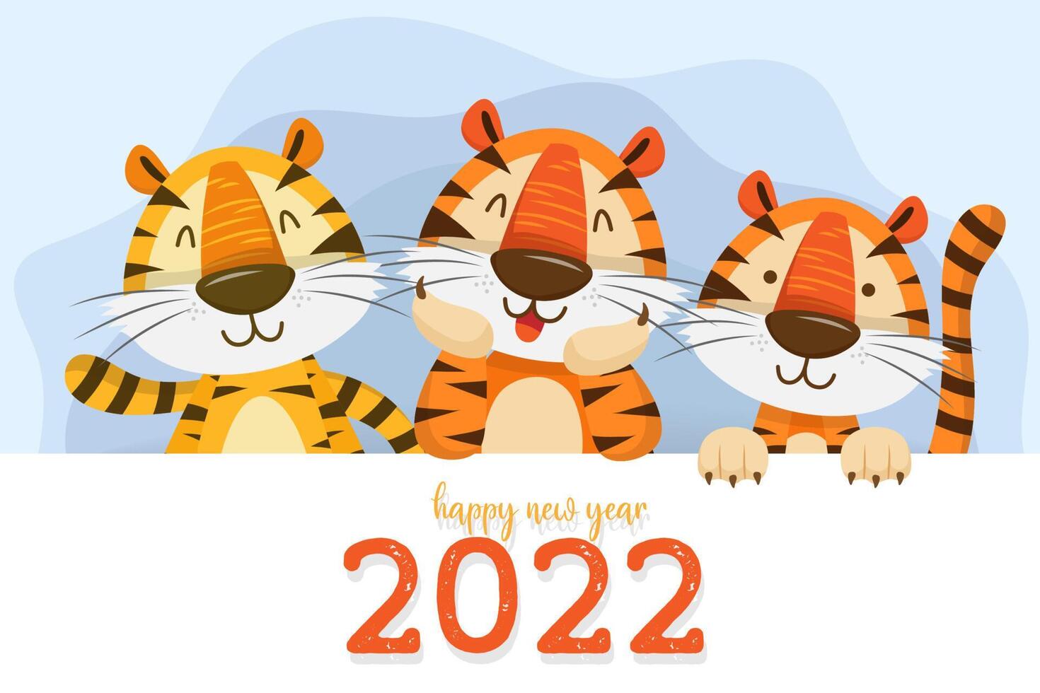 Diseño tipográfico del año del tigre 2022. tigre es elementos tradicionales y zodiaco chino. vector