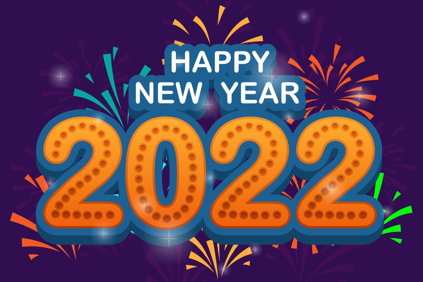 Greeting New year 2022 card cartoon with lettering vector illustration