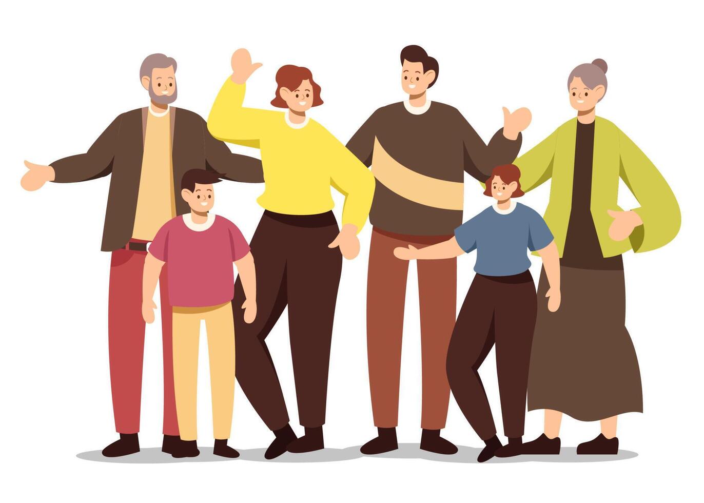 gran familia con tres generaciones vector