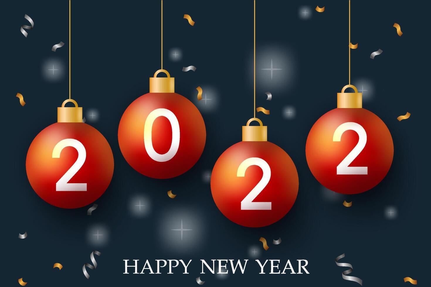 Greeting New year 2022 card cartoon with lettering vector illustration
