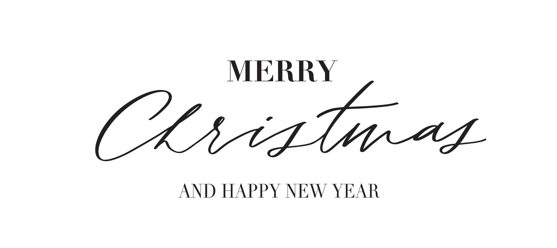 Merry Christmas - typography lettering quote, brush calligraphy banner with thin line. vector