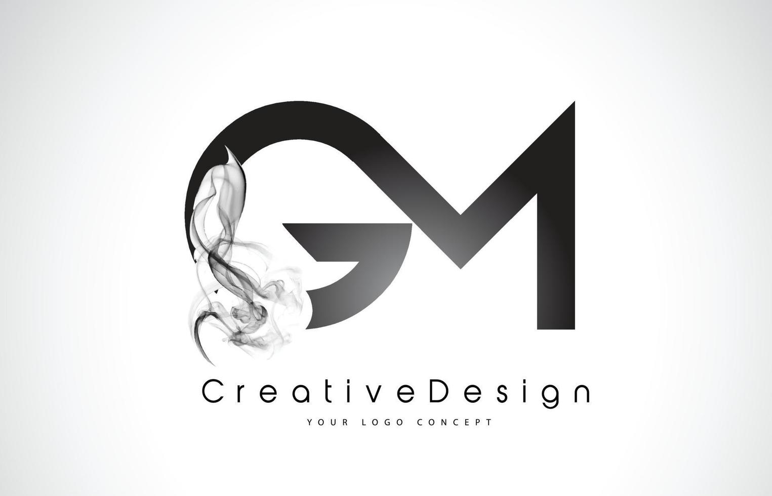 diseño de logotipo de letra gm con humo negro. vector