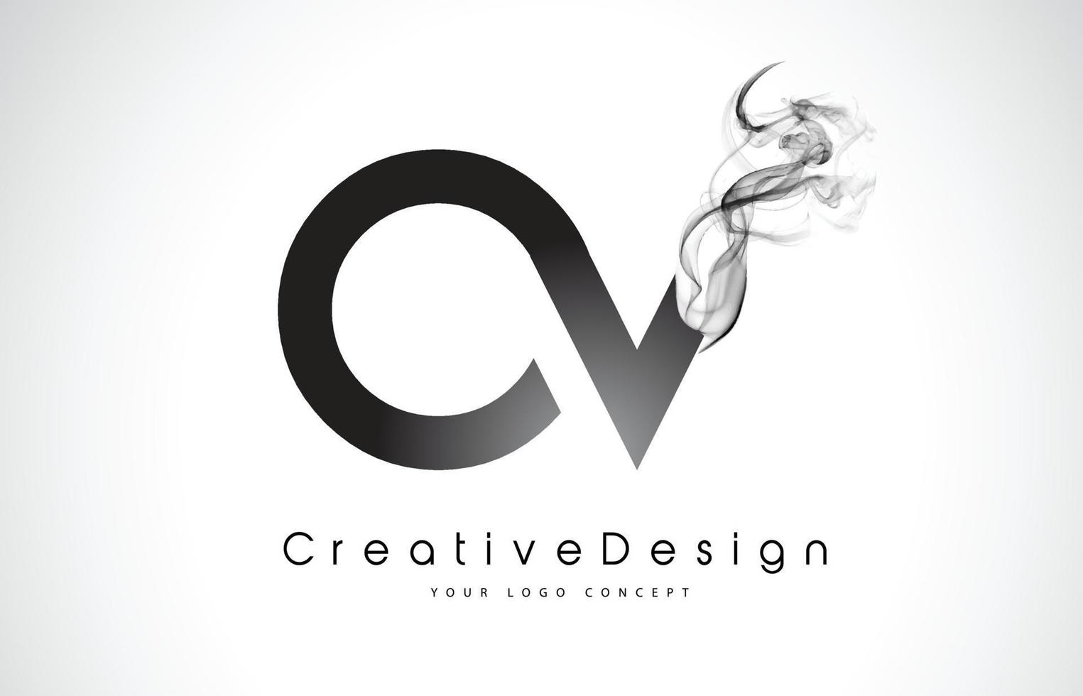 OV Letter Logo Design with Black Smoke. vector