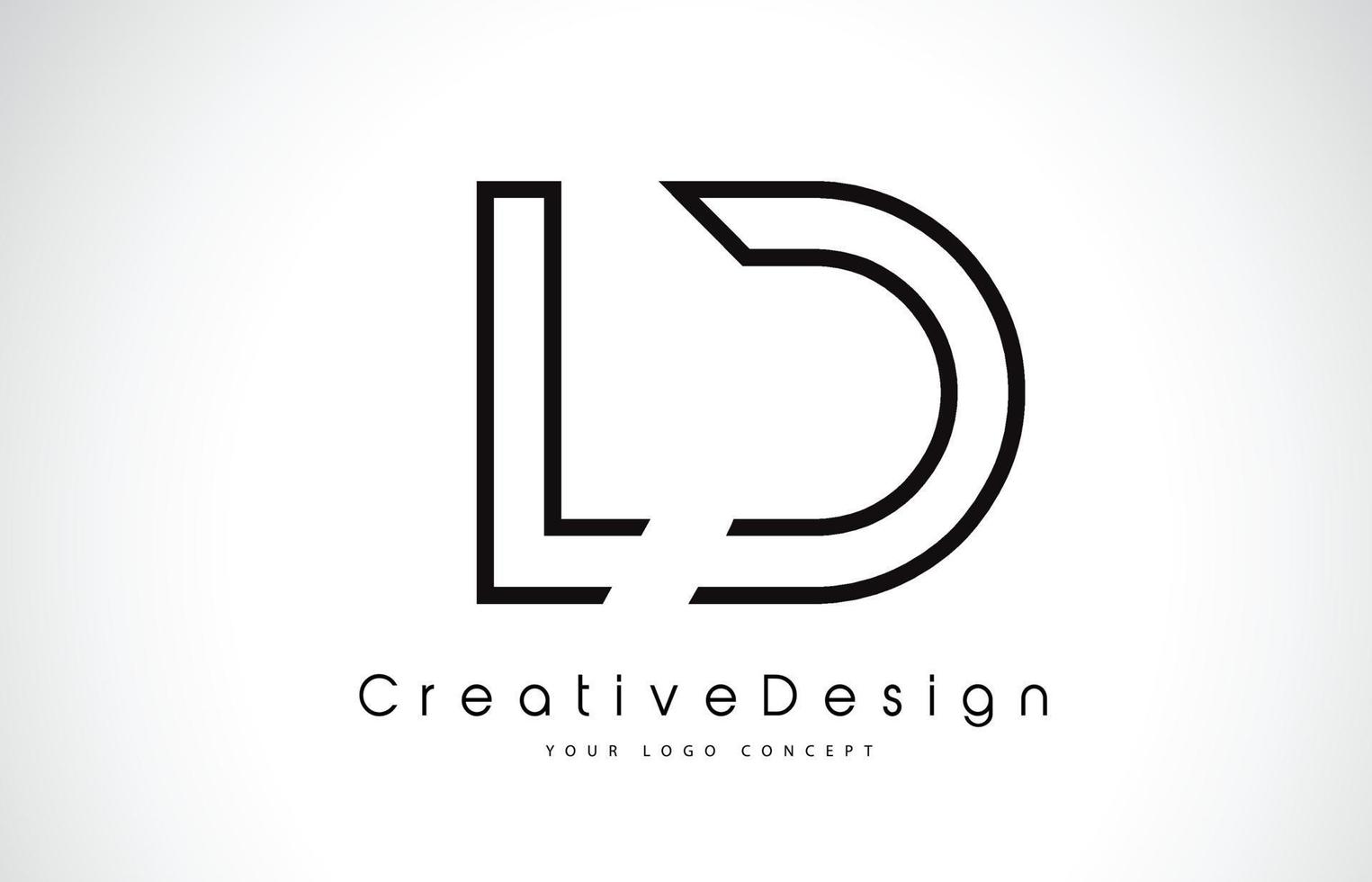 diseño del logotipo de la letra ld ld en colores negros. vector