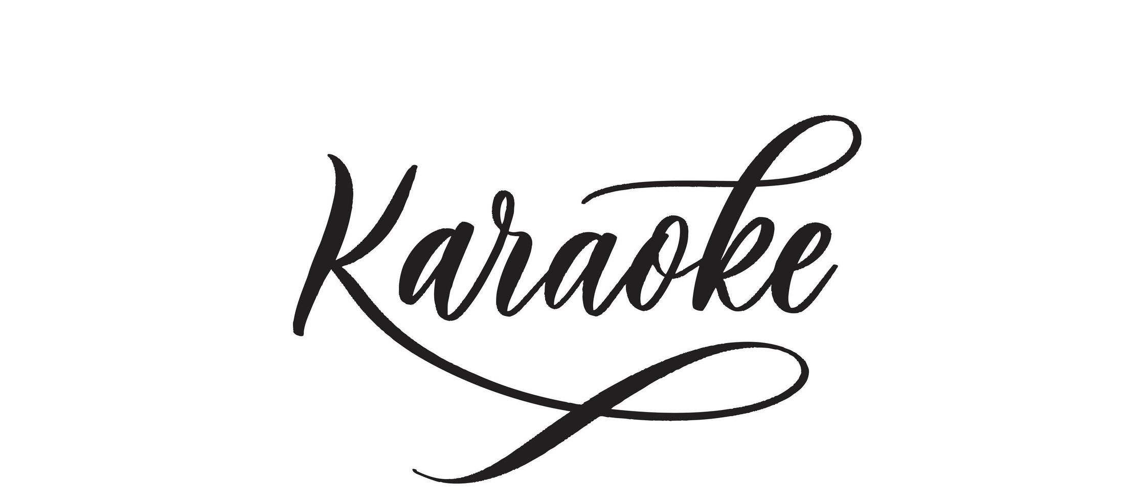 Karaoke - typography lettering quote, brush calligraphy banner with thin line. vector