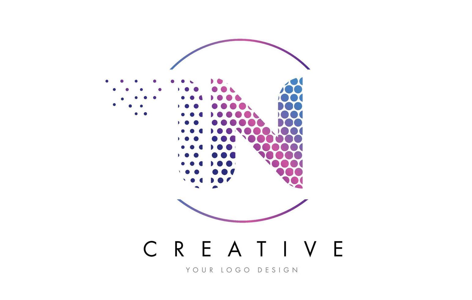 IN I N Pink Magenta Dotted Bubble Letter Logo Design Vector