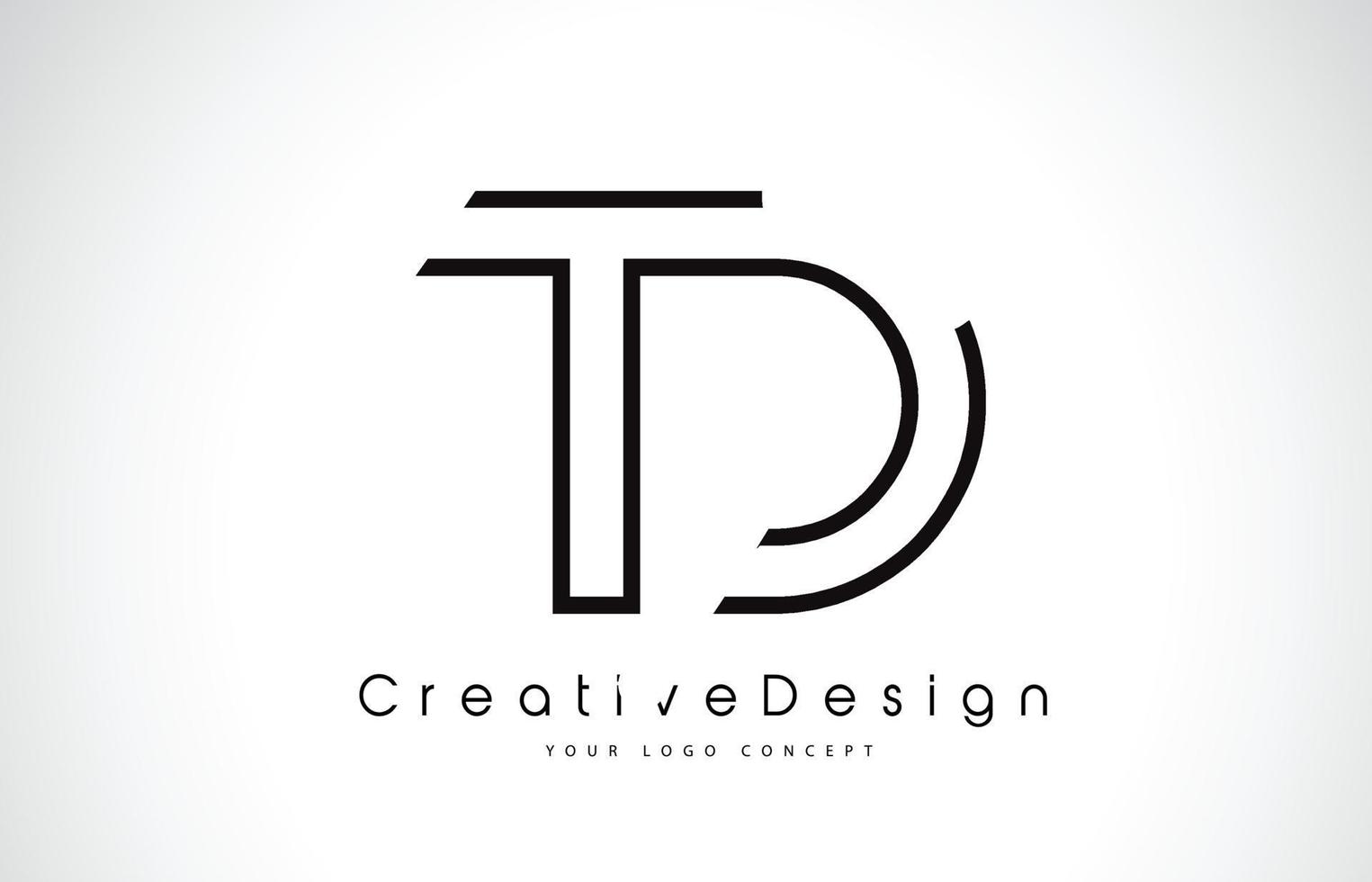 Diseño del logotipo de la letra td td en colores negros. vector