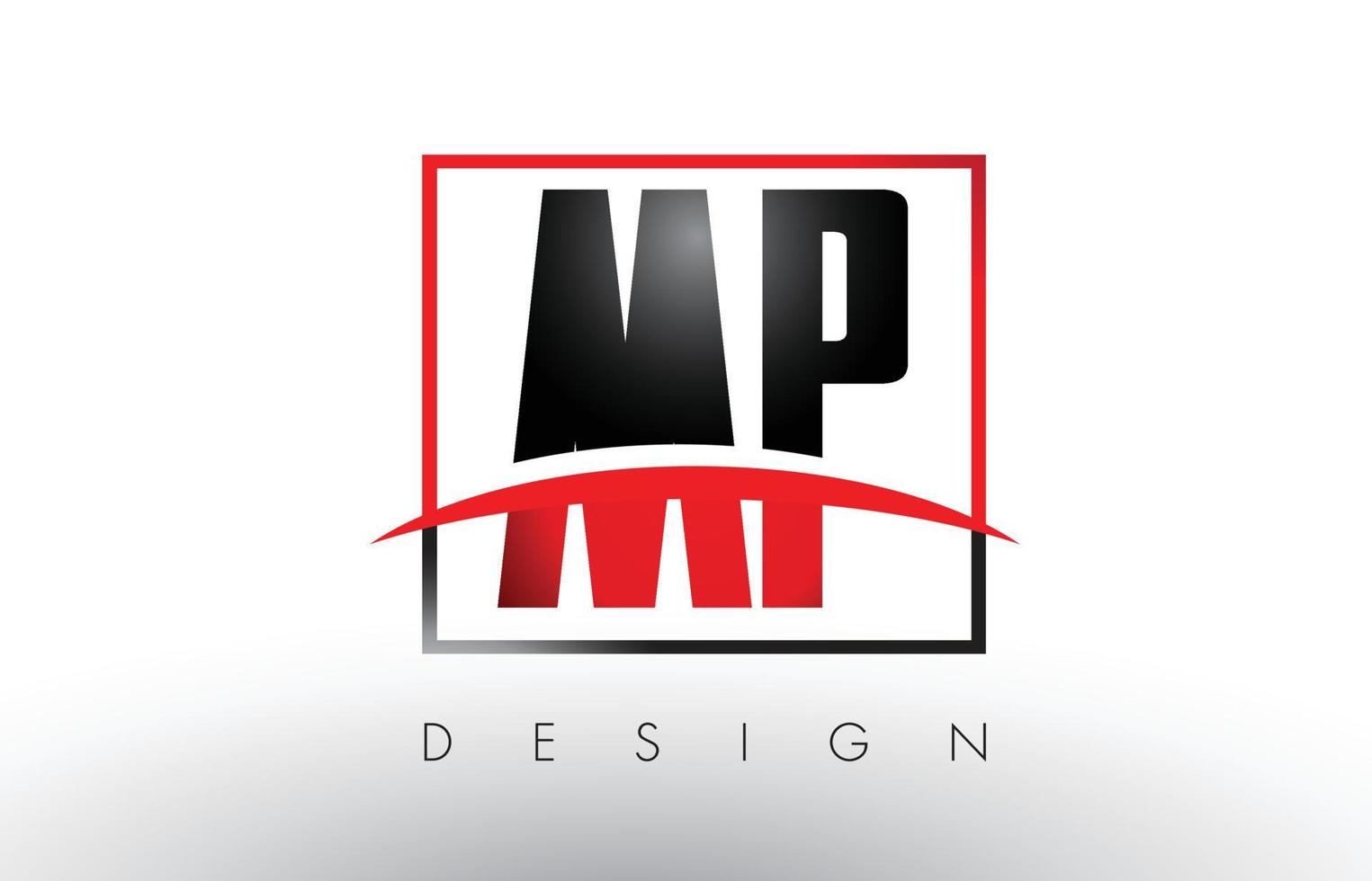 MP M P Logo Letters with Red and Black Colors and Swoosh. vector