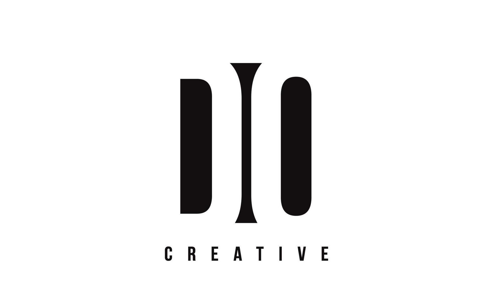 DO D O White Letter Logo Design with Black Square. vector
