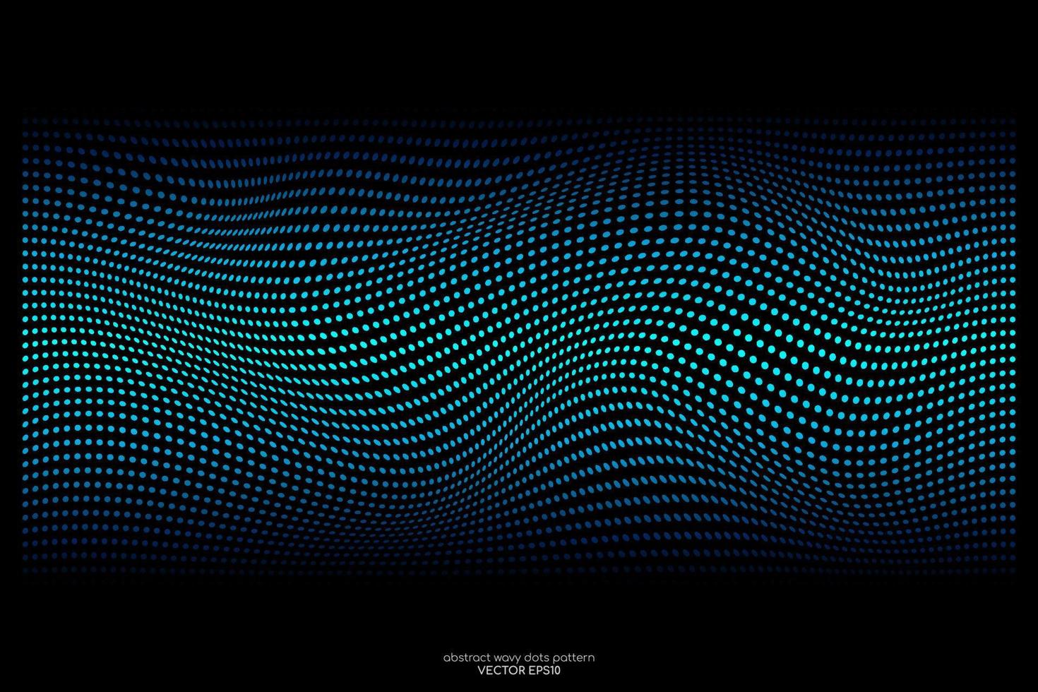 Partículas de puntos abstractos que fluyen luz verde azul ondulada aislada sobre fondo negro. elementos de diseño de ilustración vectorial en concepto de tecnología, energía, ciencia, música. vector