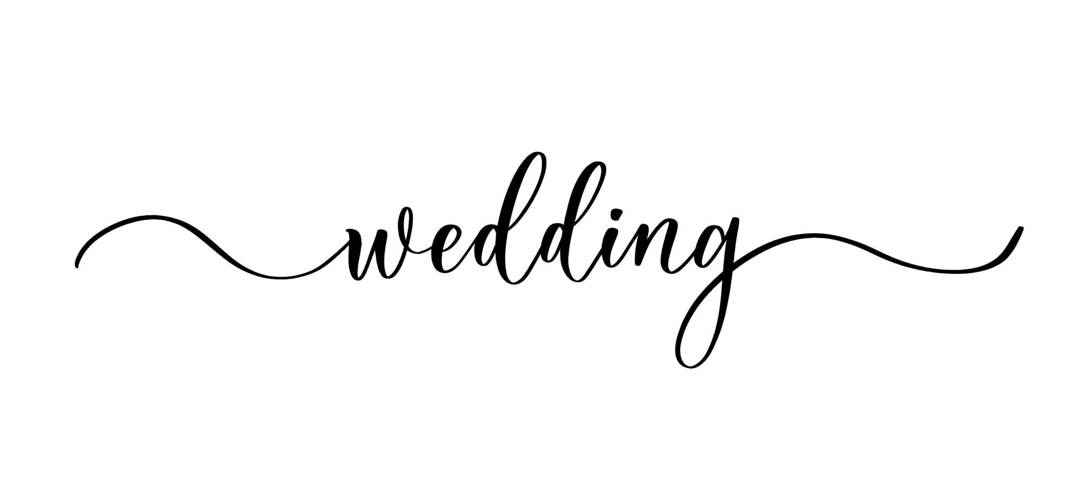 Wedding - vector calligraphic inscription with smooth lines.