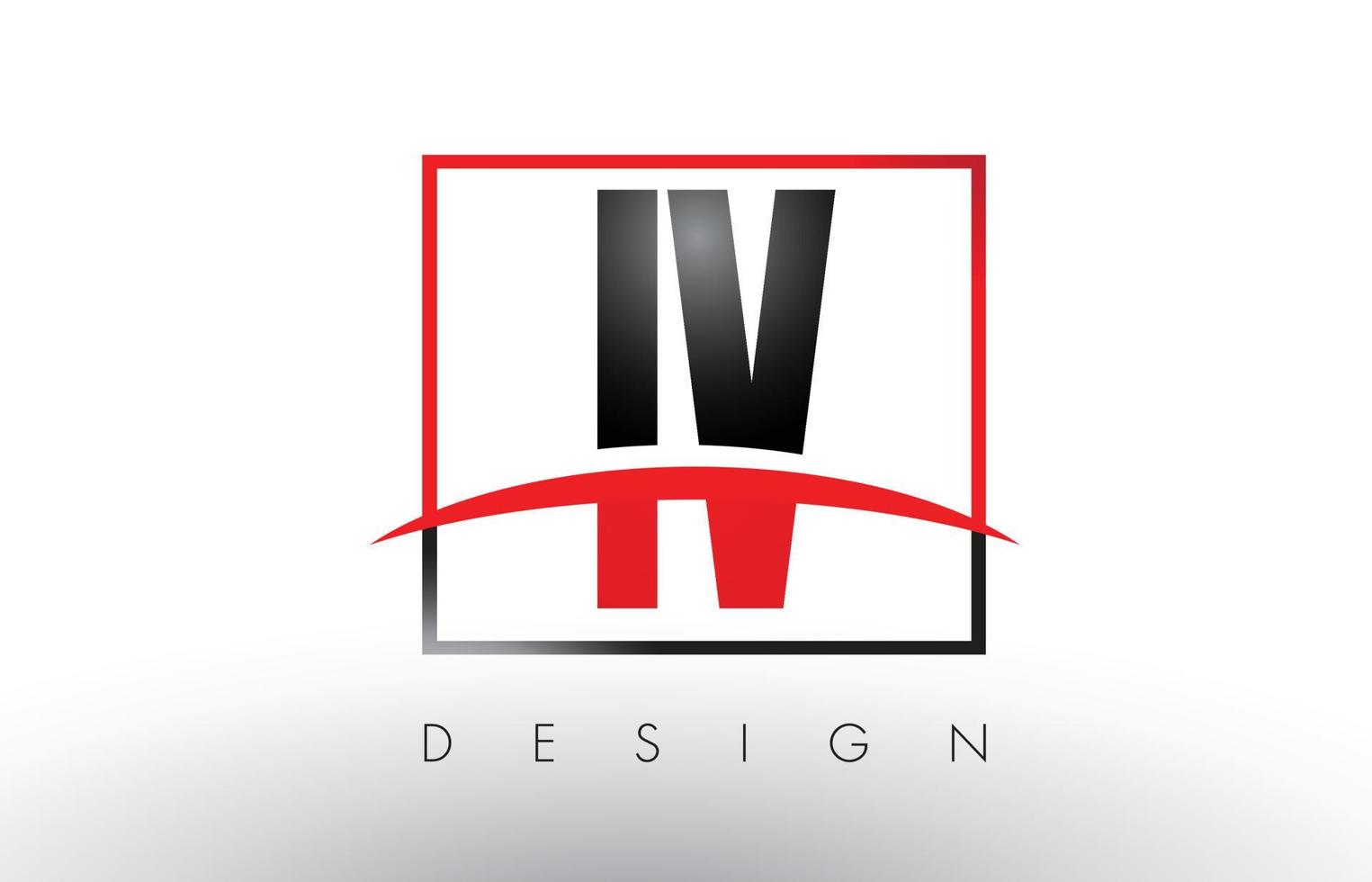 IV I V Logo Letters with Red and Black Colors and Swoosh. vector